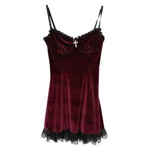Dolls Kill Widow Velvet Cross Charm Lace Mini Dress XL Vamp Gothic Romance